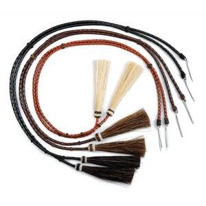 NEW WESTERN EXPRESS leather stampede strings with horse hair tassles in black